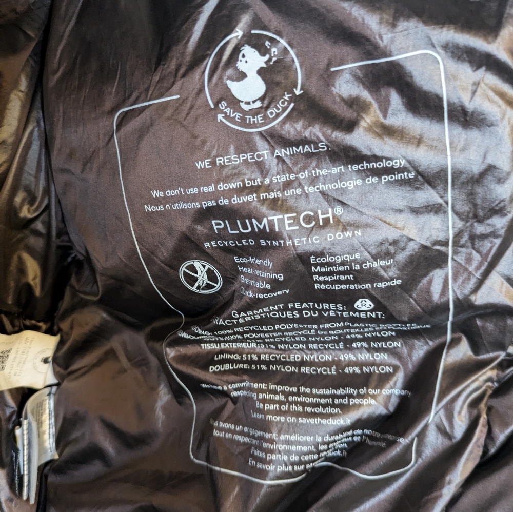 Save The Duck Ishya Brown Crop Puffer Jacket Size S - Picture 10 of 11